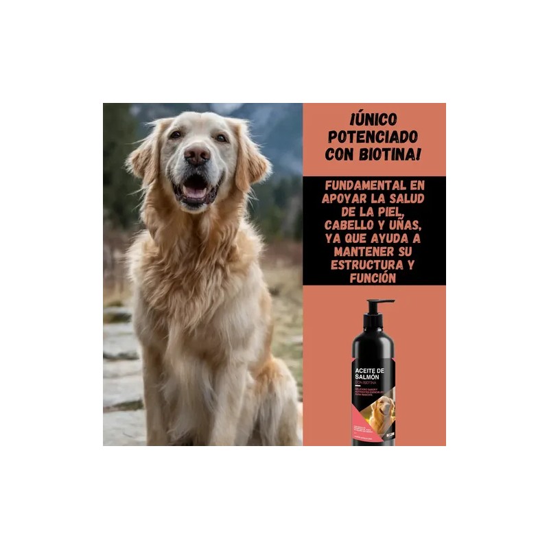 Aceite De Salmón Para Perros Mas Biotina 1 Lt -