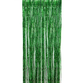 2 Pack Foil Fringe Curtain,Streamer Party Decorations,Glitter Party Curtain Backdrop for Birthday Pride Prom Baby Shower Wedding Disco Party Supplies（Green 3.28ftx6.56ft）