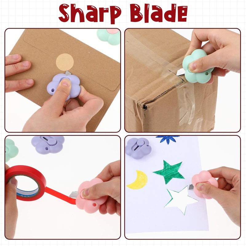 Cute Retractable Box Cutters Flower Shaped Mini Box Cutters Utility