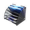 EasyPAG Fan-Shaped Desk File Organizer 6 Compartment Magazine Holder Black