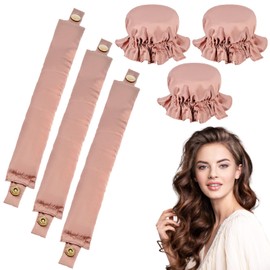 WuGU Locken Ohne Hitze, 3 Stück Heatless Curls Set Lockenwickler, Neu Rutschfest Heatless Curls, Heatless Curls Silk Haarcurler für Kurzes, Mittleres, Langhaarmädchen, DIY Overnight Curls(Rosa)