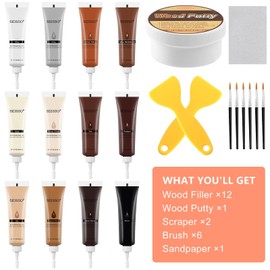 SEISSO Wood Furniture Repair Kit, 12 Colors Wood Repair fillers with Wood Putty. Used for Stains, Scratch, Wood Floors, Stains, Tables, Desks, and Cover Ups