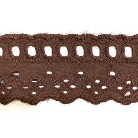 BBTRIMSANDRIBBON 2-1/2" Cotton Eyelet Flat Lace Trim - Color: Brown - 15 Continuous Yards!