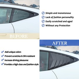 Daeiclru Rear Side Window Louver Cover Fit for Jaguar F-Type 2013-2024, Rear Window Shutters Trim Cover, Air Vent Scoop Shades Cover (Glossy Black)