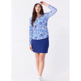 Cabana Life Long Sleeve Sport Top, Breathable, UPF 50+, Quarter Zip, Nylon/Spandex, Palm Beach, Large