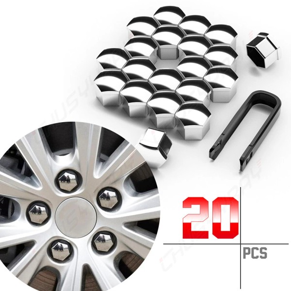 CHUSYYRAY SET OF 20PCS 17mm Chrome ABS WHEEL NUT BOLT