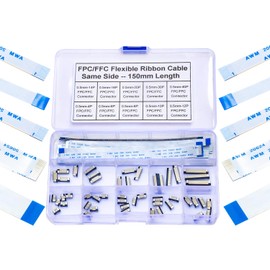 Keszoox FFC FPC Connector Ribbon Cable Connector ffc-fpc 4P 6P 8P 10P 12P 14P 16P 20P 30P 40P,150mm Length Flexible Flat Cable 0.5mm Pitch A Type(KS-0.5-SS-A)