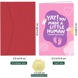 ZyvSyldrin Funny Baby Shower Card for New Mom Dad Parents, New Baby Congratulations Arrival Card, Humorous Pregnancy Gifts, Yay! You Made A Little Human