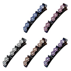 Gofidin Pinzas Para El Cabello Trenzadas Con Piedras De Cristal Brillantes Para Mujer, Pinza Para El Cabello Trenzada Con 3 Pinzas Pequeñas, Pasador Para El Cabello Con Colorido Talla Única