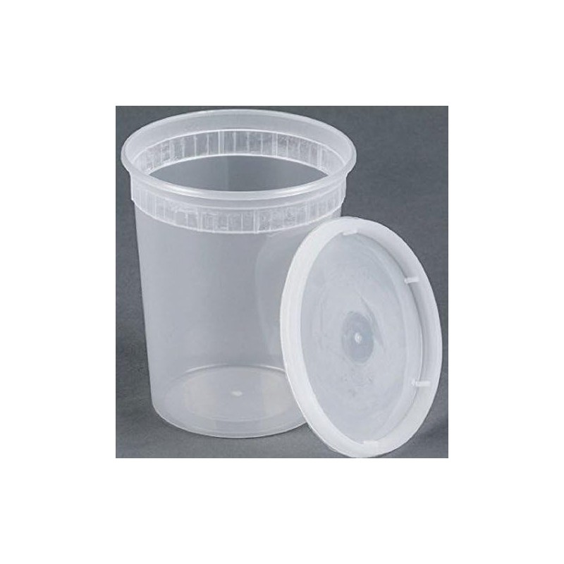 32oz plastic soup/Food container with lids (100 Pack)