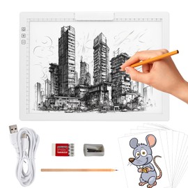 Rechargeable A4 Light Pad with Innovative Stand and Top Clip, Elice Wireless Bright Light Tracing Board Portable LED Artcraft Tracer Box for Drawing, Cricut Weeding Vinyl, Diamond Painting (White)