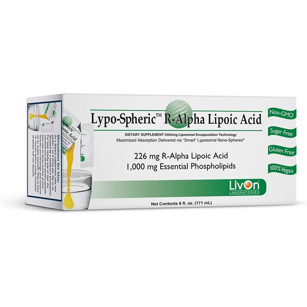 Lypo–Spheric R–Alpha Lipoic Acid - 30 Packets – 226 mg R-ALA Per Packet - Liposome Encapsulated for Improved Absorption - 100% Non-GMO