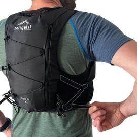 zeitgeist OUTDOOR® Running Vest for Men and Women, 4L, Optimal Fit, Breathable, Ultralight Running Backpack, 260 g, Hydration Backpack, Running, Trail Running Backpack, Running Vest (Black, XL)