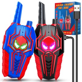Spider Walkie Talkies for Kids Rechargeable: Toys Gifts for 3 4 5 6 7 8 9 Year Old Boys Girls Ages 5-7 Kids Walkie Talkies 2 Pack Outdoor 2 Way Radio Toy for 3-12 Year Old Boy Birthday Gift Age 3-6