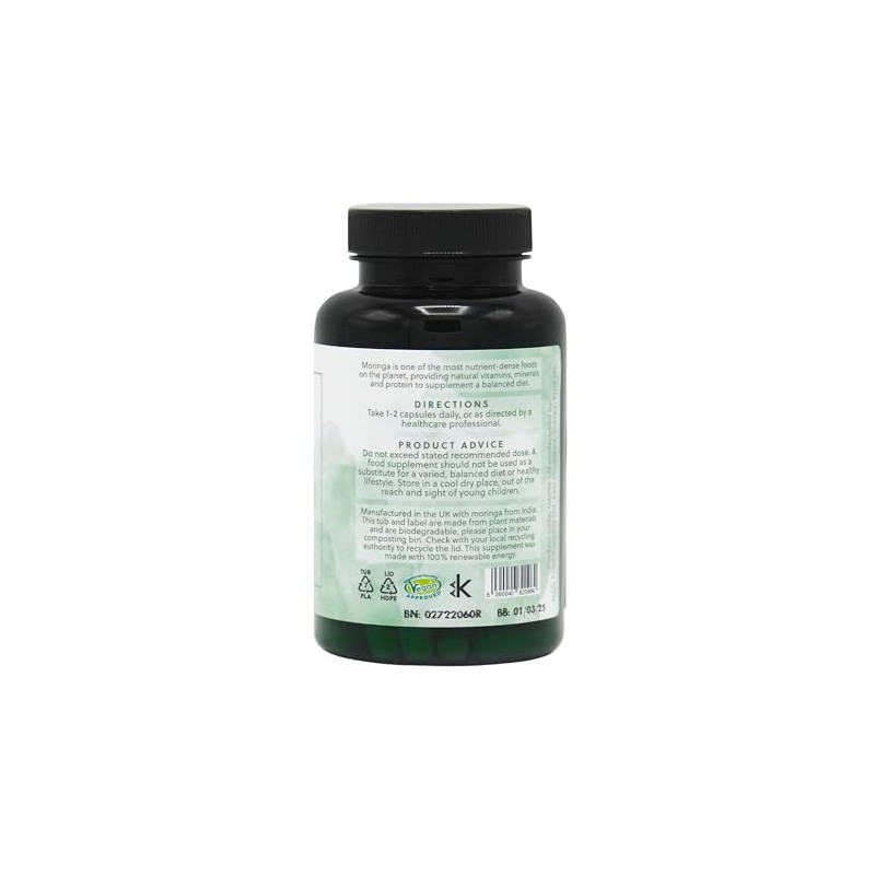 Moringa Capsules | 500mg Moringa Leaf per Capsule | 120