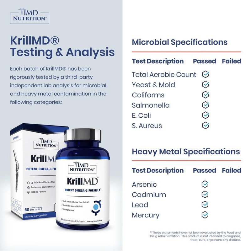 1MD Nutrition KrillMD - Antarctic Krill Oil Omega 3 Supplement