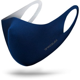 TSLA Men & Women's Copper Infused Face Mask, Washable Reusable Face Masks, UPF 50+ Sun Protection Lightweight Breathable Mask Medium tm-TM-MZM01-NVY_M