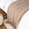 battilo Knit - Manta Decorativa con patrón de Diamante, Beige,