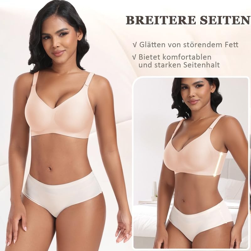 Jiuday Women's Bra Without Underwire Push Up Seamless Soft (Beige,