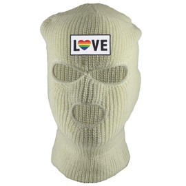 Gravity Threads Love Rainbow Heart 3-Hole Ski Mask - White