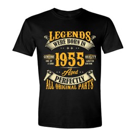 70th Birthday Shirt for Men, Legends were Born in 1955, Vintage 70 Years Old Tee T Shirt Black X-Large
