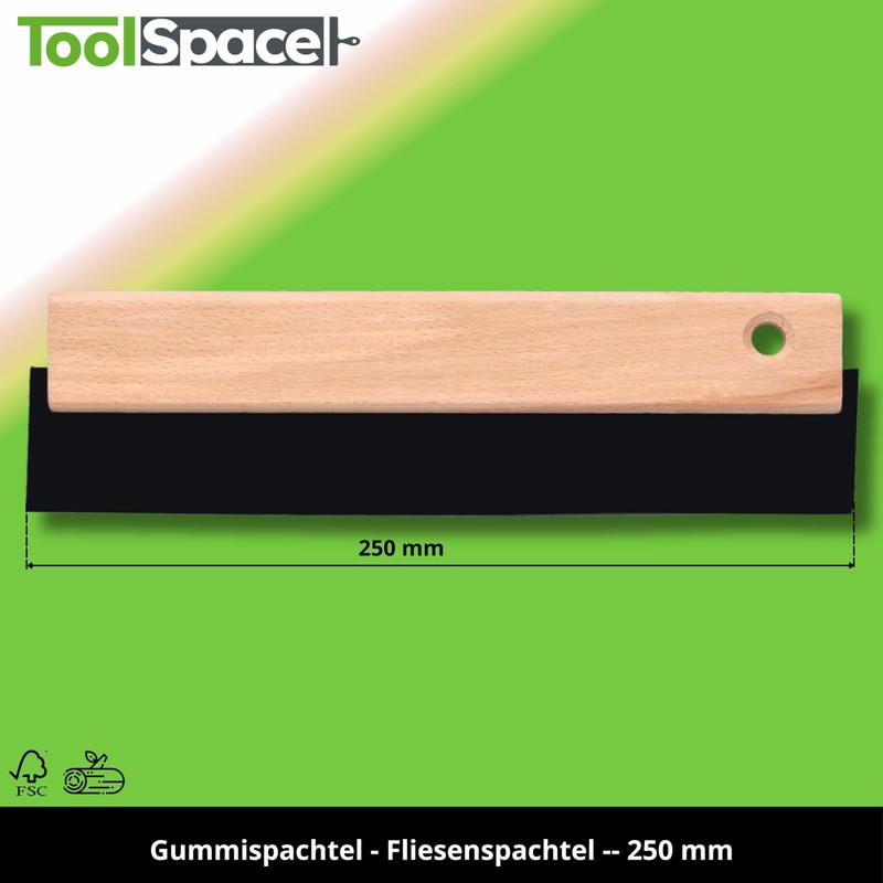 ToolSpace Rubber Spatula 250 mm Tile Spatula Joint Rubber Wooden