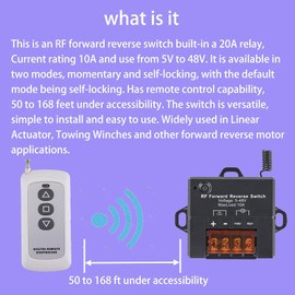 idealWIN Forward Reverse Switch Working Voltage DC5V to 48V, Linear Actuator 12v Remote Switch of Current Rating 10A, Remote Control Distance168 ft,for Linear Actuator,Winch Solenoid Relay Contactor.
