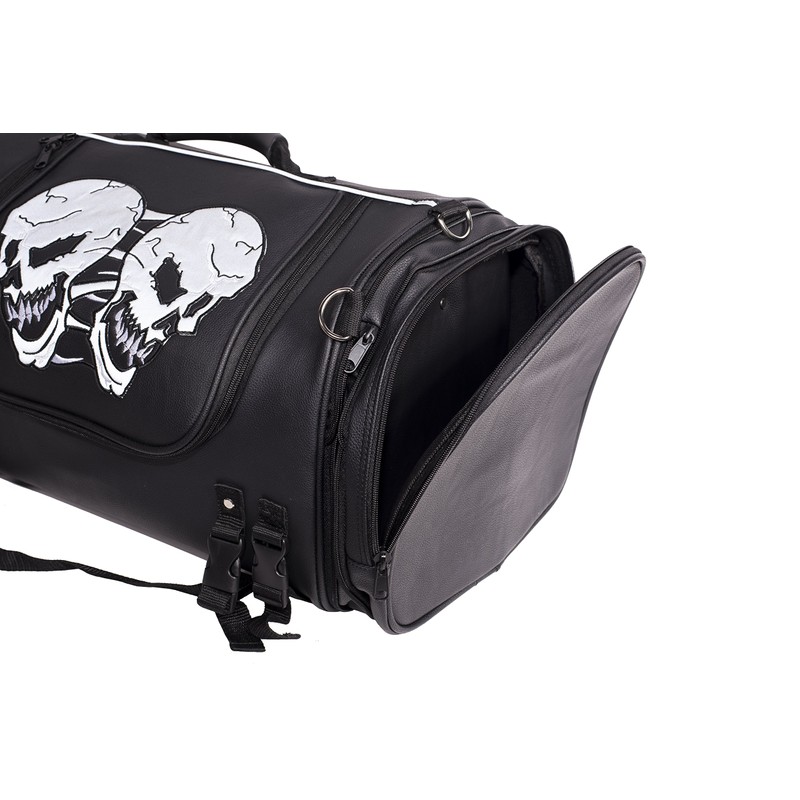 Medium Motorcycle Sissy Bar Bag with Reflective Skulls and Rain