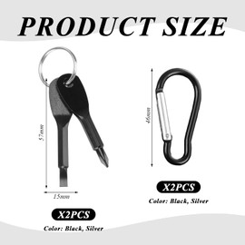 2 Sets of Screwdriver Key Rings, 2 Pieces of Metal Carabiners, Creative Mini, Convenient Multi-Function Screwdriver, Indoor and Outdoor Repair Tools.