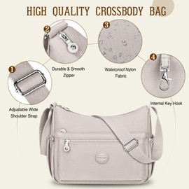HUANLANG Crossbody Bag for Women Waterproof Lightweight Purses Nylon Crossbody Handbags Casual Multipocket Shoulder Bag
