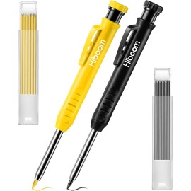 Hiboom Deep Hole Carpenter Pencil Set With Refill And Built-in Sharpener 2 Count