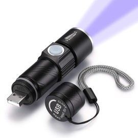 DARKBEAM UV 365nm Flashlight USB Rechargeable Ultraviolet Light led Blacklight Wood's lamp Portable Mini Detector for Dog/Cat Urine Pet Stains, Anti-counterfeiting Identification, Resin Curing