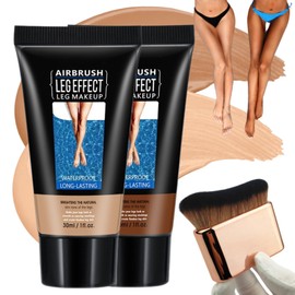 Leg Makeup Full Coverage Waterproof No Transfer Leg Makeup To Cover Veins Concealer For Mature Skin Smooth Tone Body Make up Long Lasting Leg And Body Scar Cover Up (30ML#02+#03, with brush)