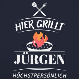 Geschenk mit Namen personalisiert by Shirtracer - Apron – BBQ Apron Men – Here Grillt Name Himself I Gift Barbecue I Grill Gift I Funny Gift Dad I Father's Day, 3 Navy Blue