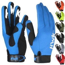 HWK Motorcycle Gloves for Men & Women, Durable & Comfortable Tactical Gloves with Non Slip, Neoprene Palm Padding, Versatile & Temperature Resistant Motorcycle Riding Gloves - Blue, XL