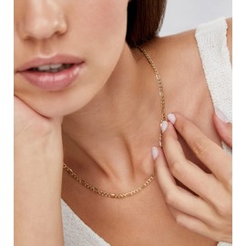 Jewelry Atelier Gold Chain Necklace Collection - 14K Solid Yellow Gold Filled Figaro Chain Necklaces for Women and Men with Different Sizes (2.8mm, 3.7mm, 4.7mm, 5.6mm), 14K Gold Filled,