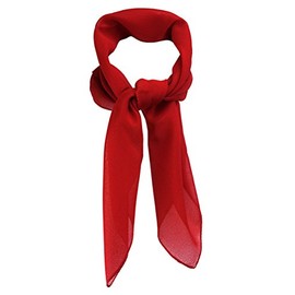 TigerTie Fine Women's Chiffon Velour Scarf in Plain Colour 58 cm x 58 cm - red