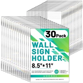 Aheroi 30Pcs Acrylic Sign Holder 8.5 x 11, Clear Wall Sign Holder 8.5 x 11 Wall Mount with 60 Tape, No Drilling Acrylic Wall Frame Paper Holder Wall Document Holder for Office Home Restaurant