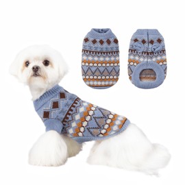 Loyanyy Dog Sweater Soft Warm Dog Clothes Knitted Cat Sweater Classic Thick Pet Pullover Cute Winter Dog Sweatersfor Winter Puppy Kitten Sweater for Small Medium Girl Boy Blue Small