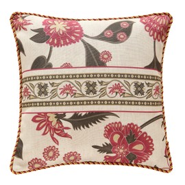 patdrea Designer Throw Pillow Covers Set of 4,Vintage Red Linen Pillowcases with Flower and Birds Pattern Pillows Cover for Couch,Farmhouse Decorative Cushion for Bed Living Room Outdoor Car
