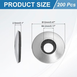 sourcing map 200Pcs 3/16" x 1/2" Sealing Washers, 304 Stainless Steel EPDM Bonded Neoprene Rubber Washers for Screws Bolts, Silver&Black