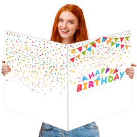 Jumbo Birthday Card Giant Happy Birthday Guest Book Large Colorful Birthday Greeting Card Gifts Extra Big 14 x 22 Inch for Boys Girls Kids Men Women Birthday Party Decorations Supplies Decor Oversized