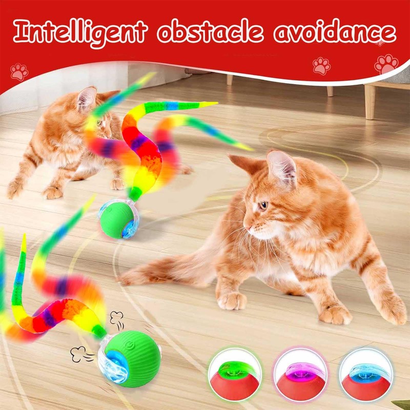JinRui-T 2 PCS Active Rolling Ball with Tail for Dogs,Interactive