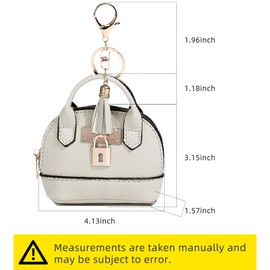 Pack of 2 Mini Key Chain Bag Cosmetic Bag for Women PU Leather Backpack Key Ring Car Key Bag Lipstick Bag Card Holder Data Cable Organiser Zipper, Brown + White, Modern