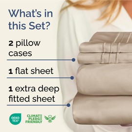 CGK Unlimited Extra Deep Twin XL Sheet Set - 4 Piece Breathable & Cooling Sheets - Hotel Luxury Bedding Set with 18-24 Inch Extra Deep Pockets - Easy Fit - Super Soft, Wrinkle Free and Comfy - Wheat, Twin XL Size