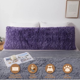 MEGO Ombre Purple Faux Fur Body Pillow Cover, 20x54, Polyester