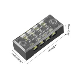 Rebower 4 Positions Dual Rows 600V 15A Terminal Strip Blocks Barrier Screws (with Cover), [for Wires Connecting, Electronic Circuits] - 2 Pack/Black/TB-1504L