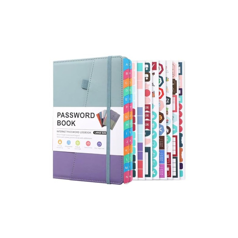 Meunmro Password Book with Alphabetical Tabs, A5 Hardcover Password Keeper