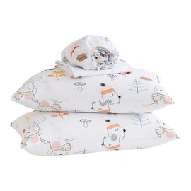 Yibeizi Woodland Animals Sheet Set Full Size, Kids Forest Floral Camper Themed Print Bedsheets Microfiber Deep Pocket Cute Patterned Bed Sheet & Pillowcase Sets 4 Pieces
