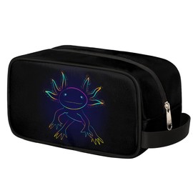 Kids Travel Toiletry Bag - Black Axolotl Waterproof Hanging Dopp Kit for Boys Men - Large Shaving Bags for Toiletries Accessories Bathroom Stuff